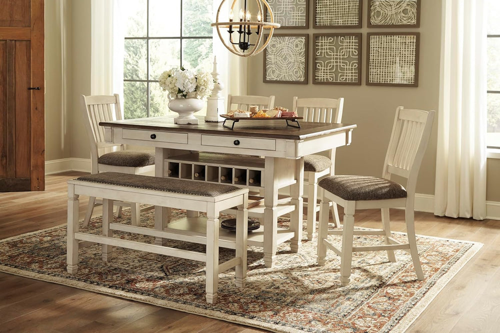 Signature Design by Ashley Bolanburg Double Upholstered Bench, Counter Height...