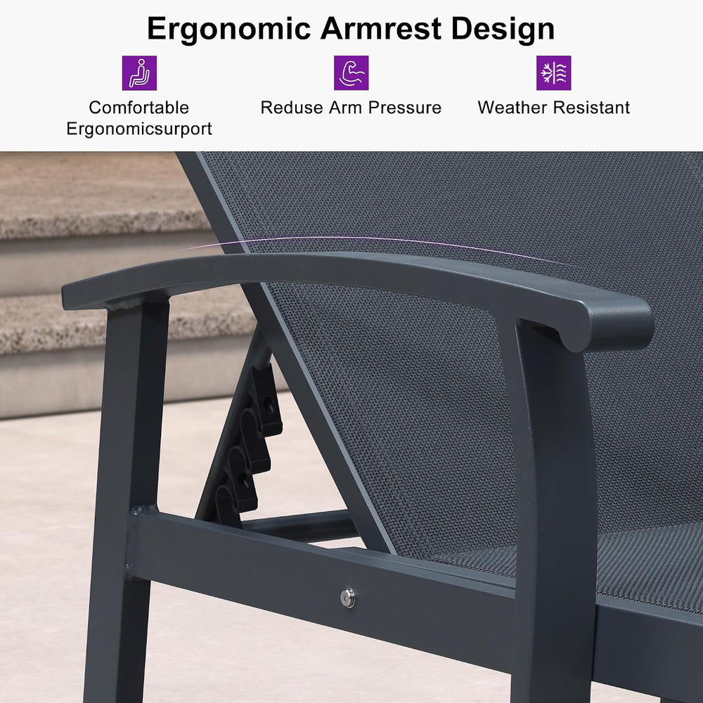 PURPLE LEAF Chaise Lounge Chair Outdoor 2 Pieces Pool Lounge Chairs 5 Adjusta...