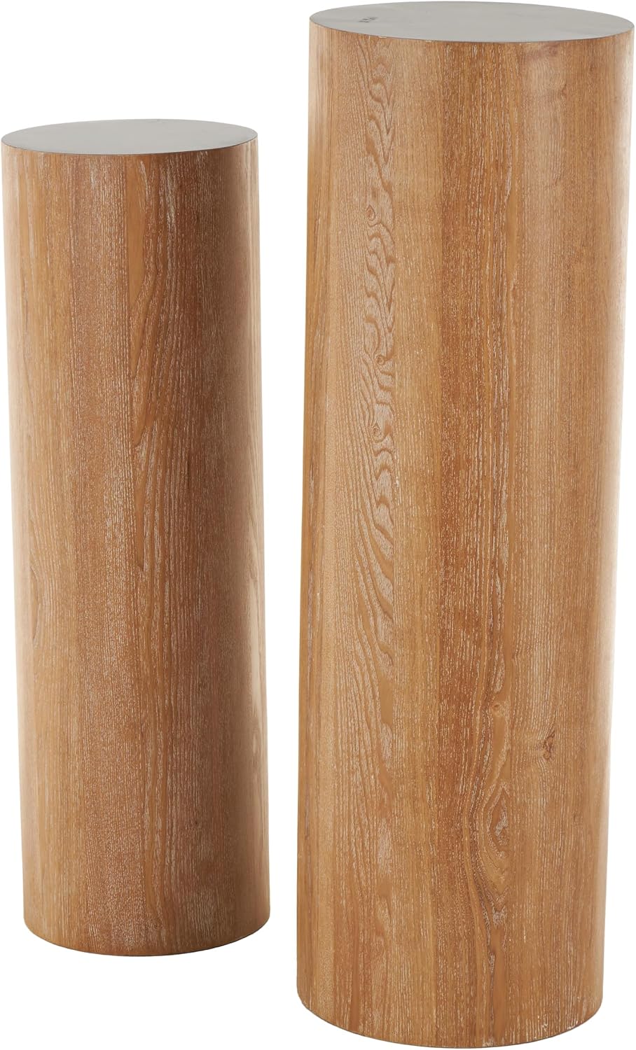 deco 79 Wood Pedestal Table, Set of 2 Table 40", 34" H, Brown | Sid...