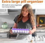 Extra Large Weekly Pill Organizer - XL Vitamin Holder with 7 Detachable AM PM Compartments - Portable Medicine Dispenser for Home and Travel, Big Supplement Container for Weekly or Daily Use, Purple