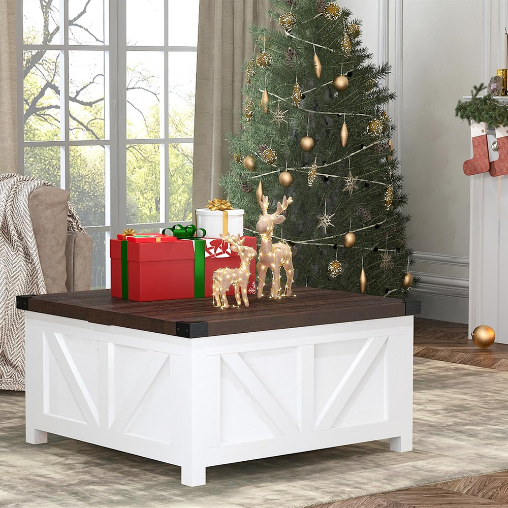 jimeimen Farmhouse Lift Top Coffee Table with Storage, Wood Square Center Tab...