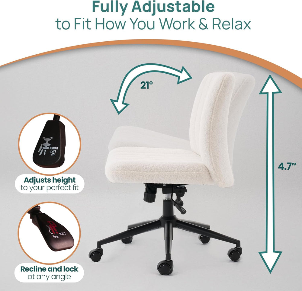 NYPOT Armless Desk Chair with Wheels for Criss Cross Sitting - Cross Legged W...