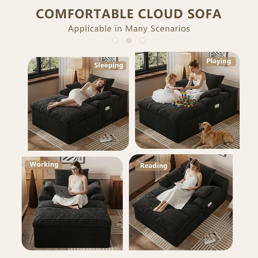 49.2" Oversized Chaise Lounge Chair Indoor, Modern Upholstered Deep Seat...