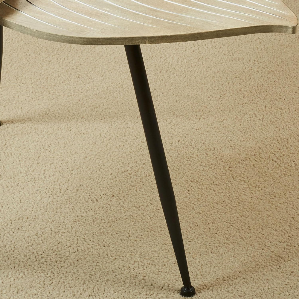 Delft Isle Natural-Inspired Shaped Accent Table | Neutral Almond Finish with ...