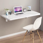 Wall Mounted Folding Table,Floating Wall Desk for Small Spaces,Functional Hanging Desk for Home Office Computer Workstation,Study Work Bench, Laundry Room, Kitchen Dining(White 31.5×19.7inch