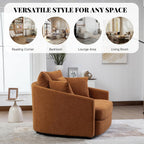 56.3''W Oversized Barrel Chair, Upholstered Accent Chenille Comfy Couch Sofa with 5 Pillows for Apartment, Studio, Bedroom, Living Room, Orange.