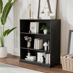 36" Wooden Book Shelf, 2 Shelf Bookcase, Modern Bookshelf with Adjustable Shelf for Home Office, Study Room, Black
