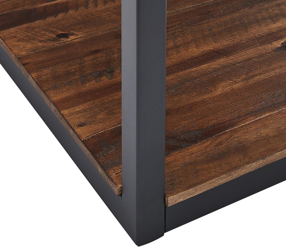 Claremont Rustic Solid Wood End Table with Drawer and Shelf – Farmhouse Accen...