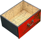 Oriental Bright Red Golden Flower Bird Graphic Drawers Chest Aws5065