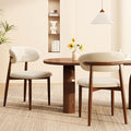 Kitchen Dining Chairs Set of 2 Modern Upholstered Leather Farmhouse Dining Room Chair with Metal Legs, Walnut/Beige