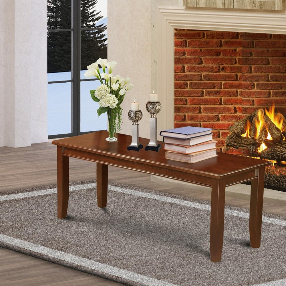 East West Furniture DUB-MAH-W Dudley Dining Table Bench with Wooden Seat, 51x...