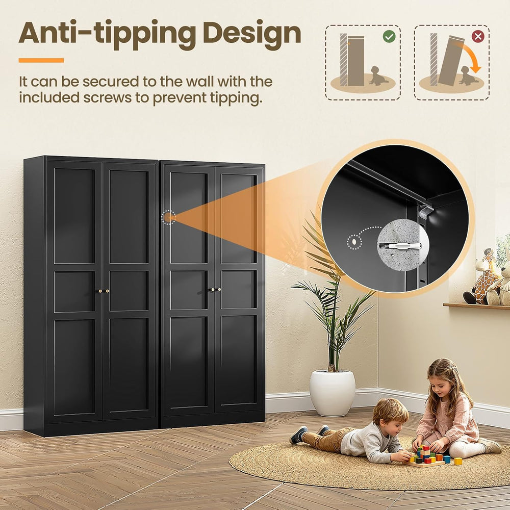 Yizosh Metal Storage Cabinet with 2 Doors and 4 Adjustable Shelves - 71"...