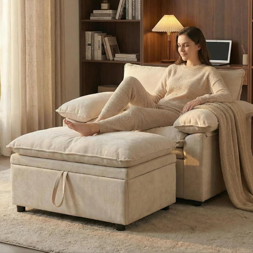 Furnimart Oversized Chair with Storage Ottoman, 44" Wide Cloud Chair and...