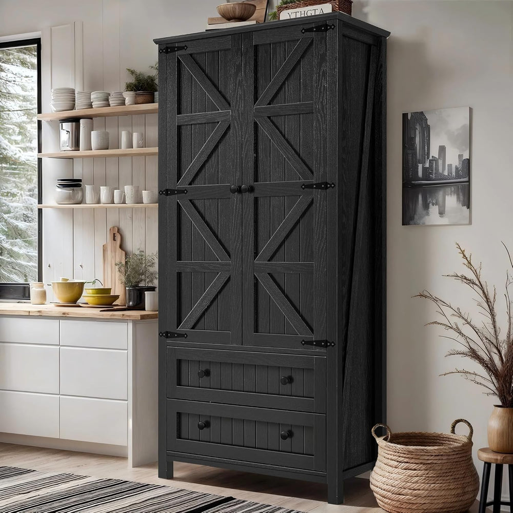 DWVO Farmhouse Kitchen Pantry Cabinet, 64.5" Tall Storage Cabinet with 2...