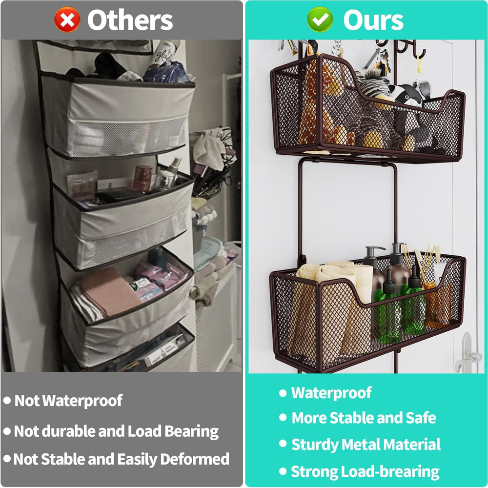 HapiRm Over The Door Organizer - Hanging Door Organizer with 4 Metal Large Ca...