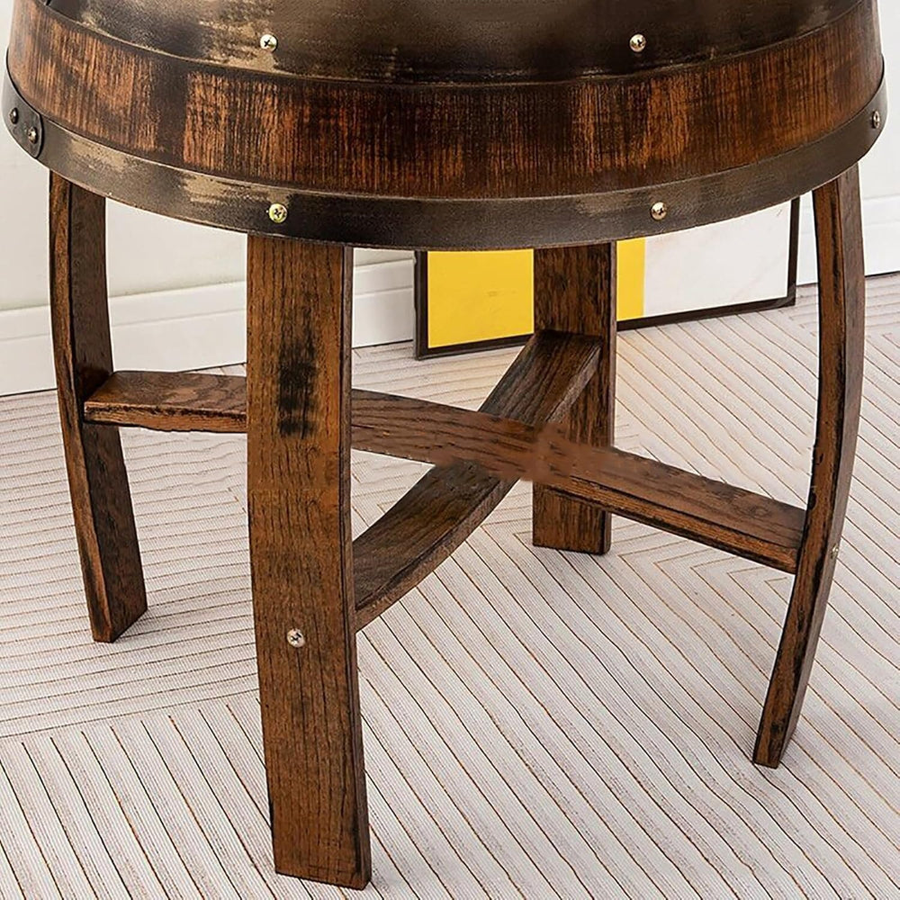 Farmhouse Whiskey Barrel End Table,Rustic Handcrafted Barrel Table,Solid Wood...