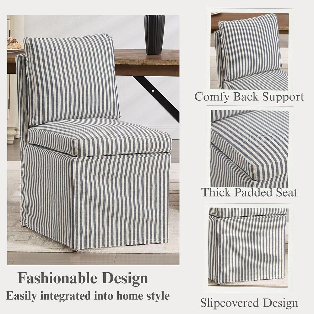 Slipcovered Dining Chairs Set of 2, Farmhouse Upholstered Dining Chair with S...