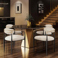 Morden Fort Modern Dining Chairs Set of 4, Upholstered Boucle Dining Chairs with Gold Armrest and Black Metal Legs, Accent Armchairs for Kitchen, Living Room and Reception