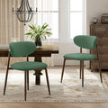 Dining Chairs Set of 2, Curved Back Kitchen Room Chairs with Metal Legs and Anti Slip Pads, Upholstered Dining Chair for Home and Restaurant, Green