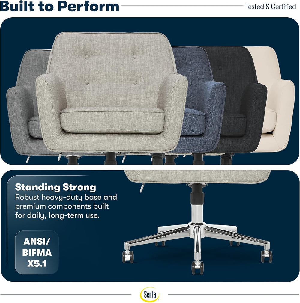 Serta Ashland Home Office Desk Chair with Button Tufted Mid-Back, Memory Foam...