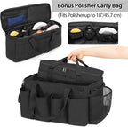 Detailing Bag with Polisher Carry Bag, Large Detail Car Care Box for Auto Detailing Supplies, Car Wash Caddy & Trunk Organizer for Buffer Bottle Towel & Cleaning Kit, Black, Patent Design
