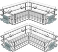 Nieifi Corner Shower Shelves Stainless Steel, Adhesive Shower Caddy Basket Rack with Hooks, Rust Proof for Bathroom Shelf Shampoo Holder (Silver, 2 Pack)