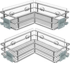 Nieifi Corner Shower Shelves Stainless Steel, Adhesive Shower Caddy Basket Rack with Hooks, Rust Proof for Bathroom Shelf Shampoo Holder (Silver, 2 Pack)