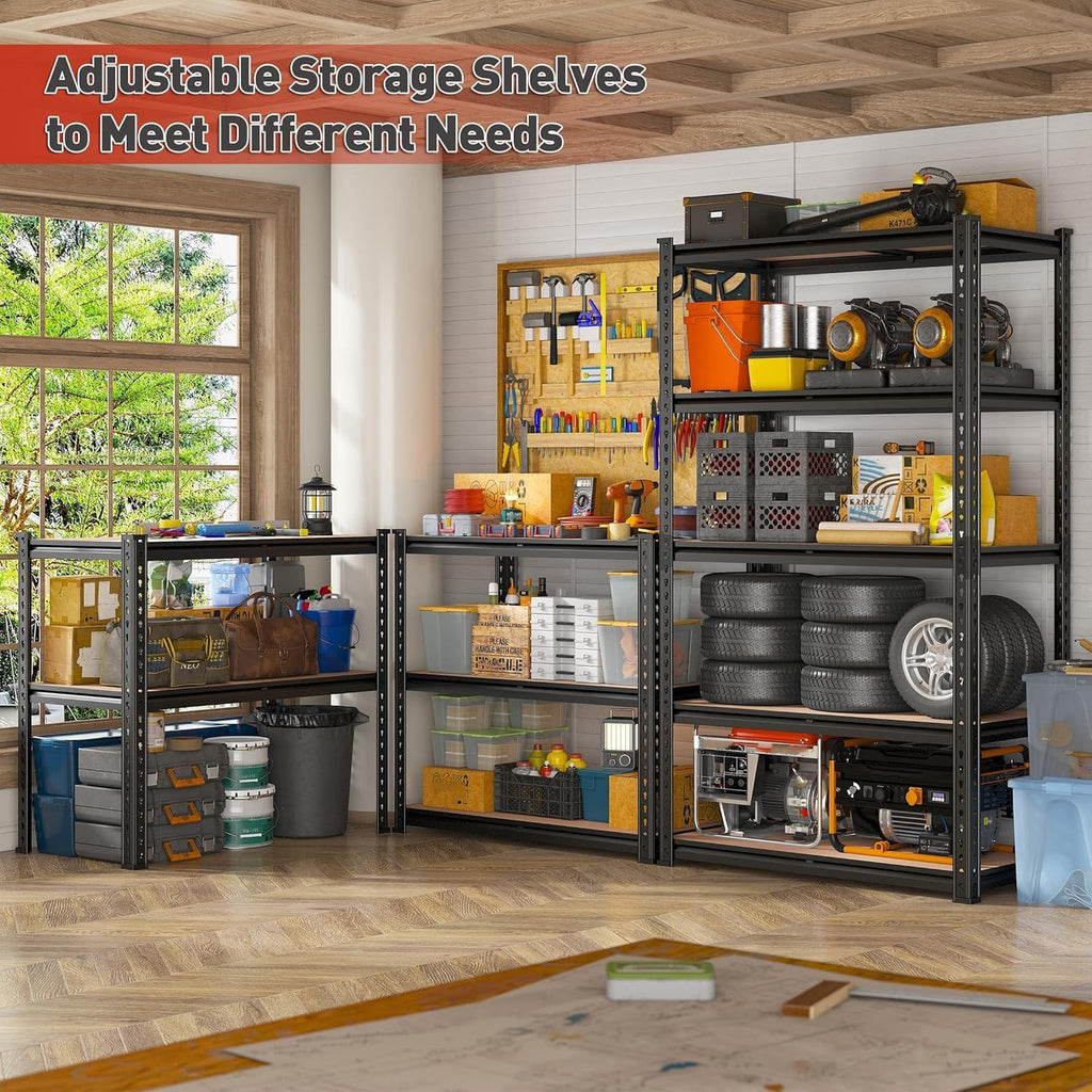 Garage Storage Shelves,5 Tier Shelving Unit, 40 inch Wide, 18” Deep, 78” Tall Organizer Metal Shelf for Basement/Laundry/Pantry Heavy Duty, Adjustable,Easy to Install (5Tier-45.3"Wx19.7"Dx63"H)