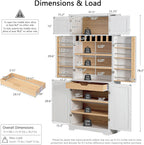 78.2" Tall Farmhouse Kitchen Pantry Cabinet with 8 Door Shelves,Storage Cupboard with 4 Adjustable Shelves,Hidden Drawer,Wine Rack,for Dining & Bathroom (White-G)