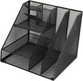 Metal Mesh Desk Organizer, Multifunctional Pen Holder & Office Supplies Organizer with Durable Lightweight Black Iron Design