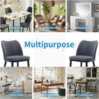 Wooden Dining Chairs Set of 6, Upholstered Kitchen Dining Room Chairs with Padded Seat and Wood Legs, Modern Fabric Side Dinner Chair for Kitchen, Dining Room, Restaurant, Cafe