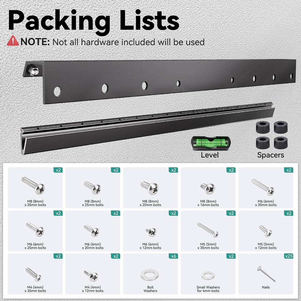 Auoace No Drill Drywall TV Wall Mount for 22 to 55 inch Small TV, up to 100 LBS, 1.1" Low Profile, No Stud Design, Easy Install with All Hardware, TVs Bracket for Most 32" 40" 43" 50" 52" 55" Screen