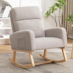 HCHAIRH Rocking Chair Nursery, Nursing Rocking Chairs, Upholstered Nursery Glider Rocker for Mom Nursery Morden Rocking Chair with Side Pocket for Living Room,Bedroom, Teddy Light Gray