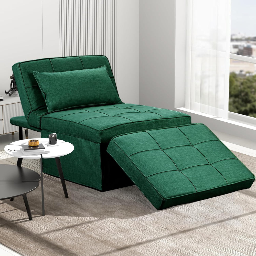 Green Sofa Bed, Convertible Chair 4 in 1 Multi-Function Modern Folding Ottoma...