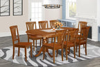 East West Furniture PLAV9-SBR-W 9 Piece Dining Room Furniture Set Includes an Oval Kitchen Table with Butterfly Leaf and 8 Dining Chairs, 42x78 Inch, Saddle Brown