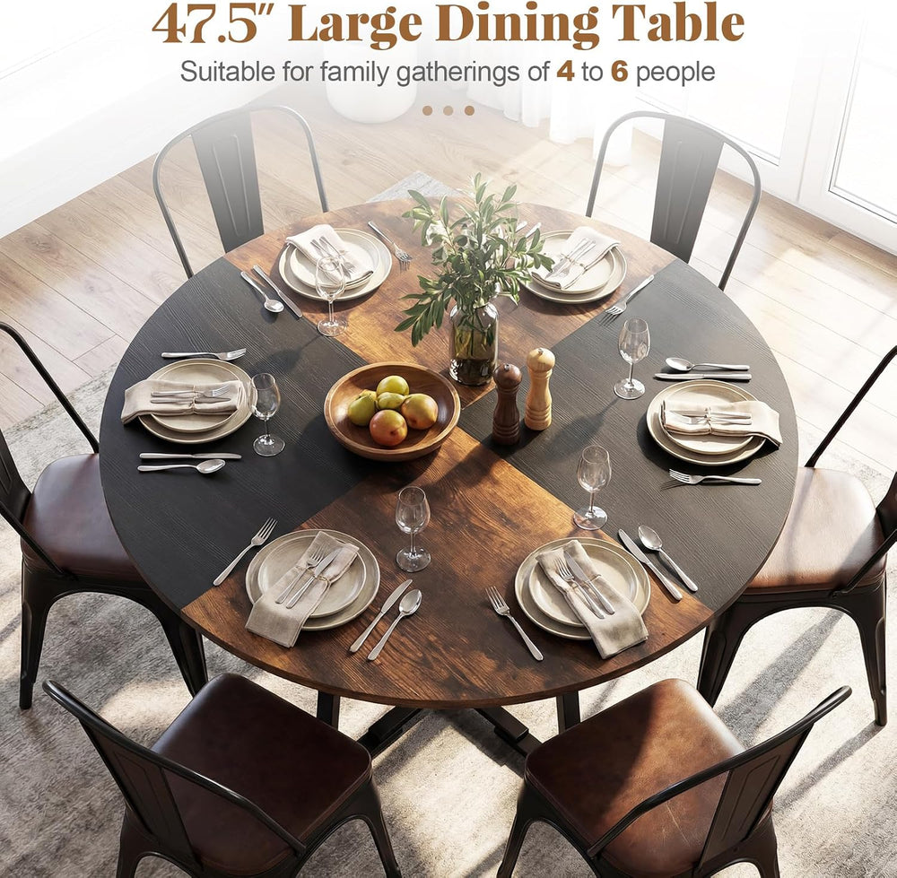 Giantex Round Dining Table for 4-6, 47.5" Circle Kitchen Table with Stor...