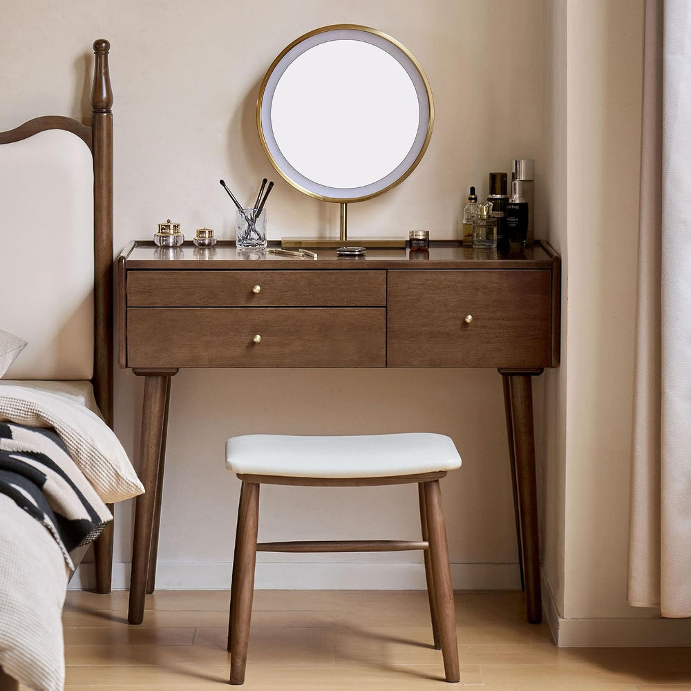 Vanity Desk, Solid Rubberwood Dressing Table, Study Desk and Vanity Table for...