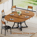 Itaar Round Extendable Dining Table Set for 4-6 People, 5-Piece Kitchen Table Set with 4 Cushion Chairs, Dining Room Table for 6 with MDF Board & Metal Frame for Small Space, Easy Clean, Brown