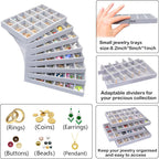 8 Pack Earring Organizer Holder Velvet Jewelry Tray for Drawer Stackable Jewelryy Organizer Divided Display Tray for Earring 18 Grids