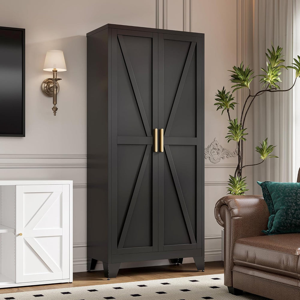 LCAOPC 71" Tall Metal Storage Cabinet with 2 Doors and 4 Adjustable Shel...