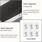 2pcs 3-pockets Large Wall Hanging Organizer Bag, Linen Fabric Door Hanging Storage Baskets with Pockets, Waterproof Bin for Kitchen, Bedroom, Office, RV Camper (Black-2pcs)
