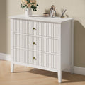 RoyalCraft White Fluted 3 Drawer Dresser, 32 inch Wide Dresser Nightstand for Bedroom, Modern Wood Chest of Drawers, Large Painted Nightstand with 3 Drawers for Closet, Hallway, Entryway