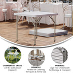 Flash Furniture Elon 2.85' Square All-Occasion Plastic Folding Event Table with Locking Legs, Folding Banquet Table for Indoor/Outdoor Events, White
