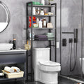 Over-The-Toilet Storage Rack, 4-Tier Bathroom Organizer Shelf Over Toilet with Adjustable Shelf and Basket, Freestanding Space Saver Bathroom Shelves Above Toilet for Room (Pure Gray)
