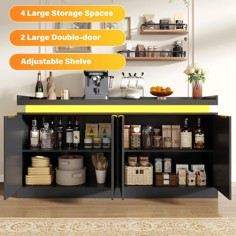 UNIQUITE 63" Sideboard Buffet Cabinet, Kitchen Buffet Cabinet Storage Ca...