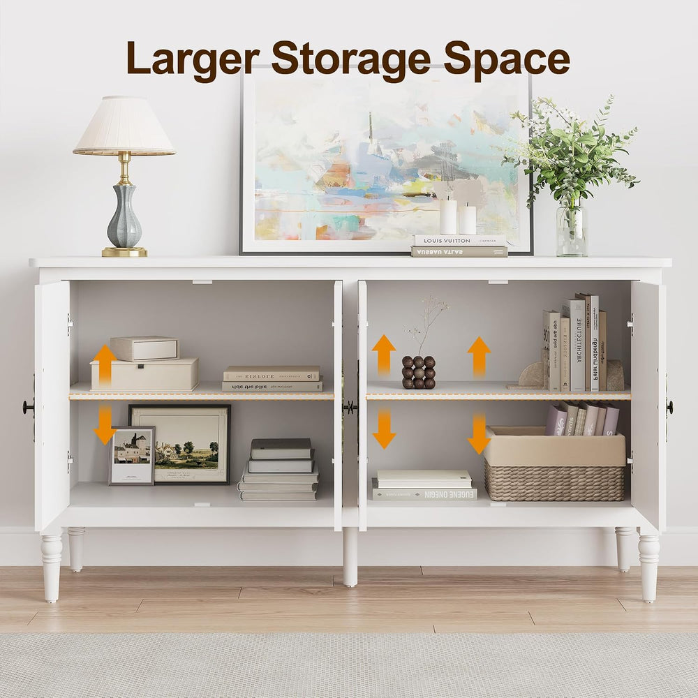 FansaFurn 58'' Large Sideboard Buffet Cabinet with 4 Doors, Modern Cr...