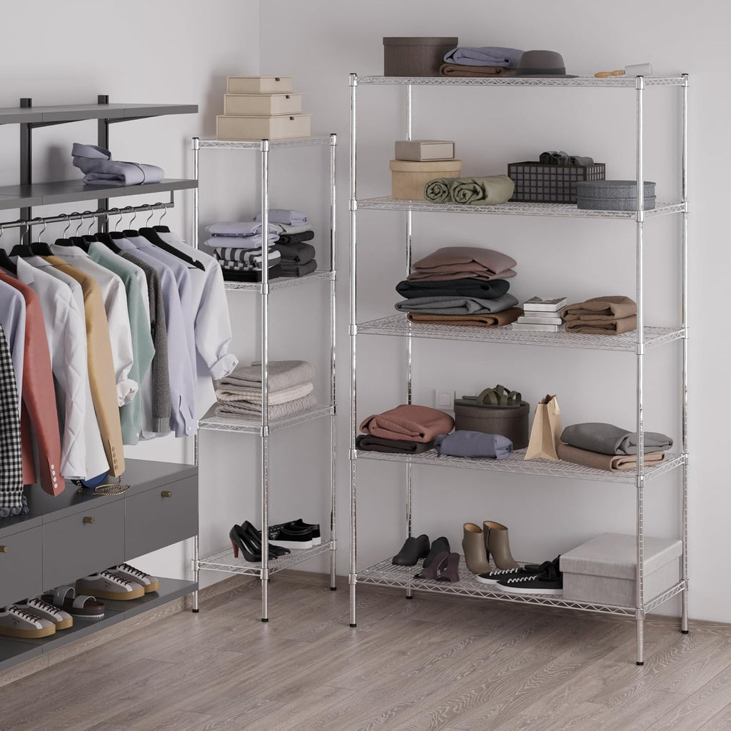21" Deep x 48" Wide x 86" Height Wire Shelving Kit | 5-Tier | NSF Commercial Storage Rack Unit