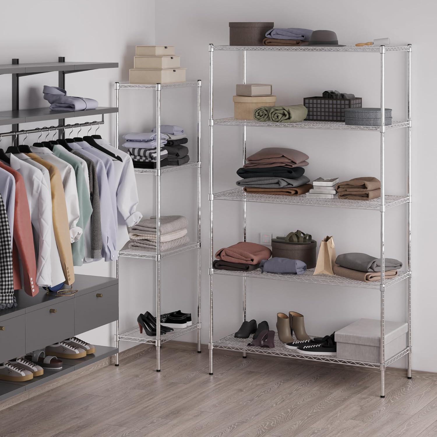 21" Deep x 48" Wide x 86" Height Wire Shelving Kit | 5-Tier | NSF Commercial Storage Rack Unit