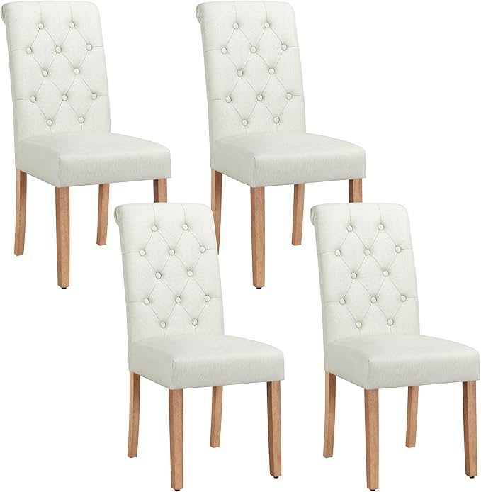 Yaheetech Dining Chairs Set of 4 Fabric Upholstered Dining Room Chairs with B...