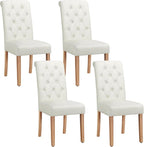 Yaheetech Dining Chairs Set of 4 Fabric Upholstered Dining Room Chairs with Button Tufted High Back and Solid Wood Legs for Kitchen/Living Room/Restaurant, Modern Style, Beige